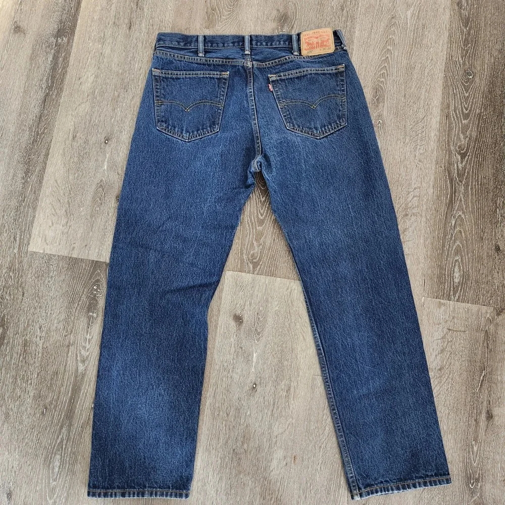 Levis 505 Regular Fit Straight Leg Jeans Blue Denim Mens 38x32